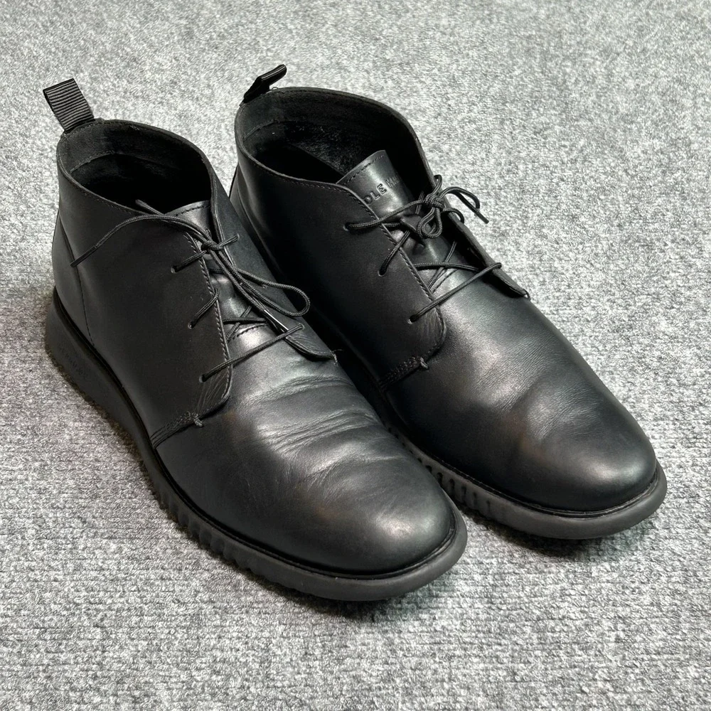 Cole Haan Zerogrand Chukka Boots‎ Mens Size 9.5M Black Leather Lace Up Casual